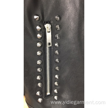 Ladies' Punk Studded Faux Leather Jacket